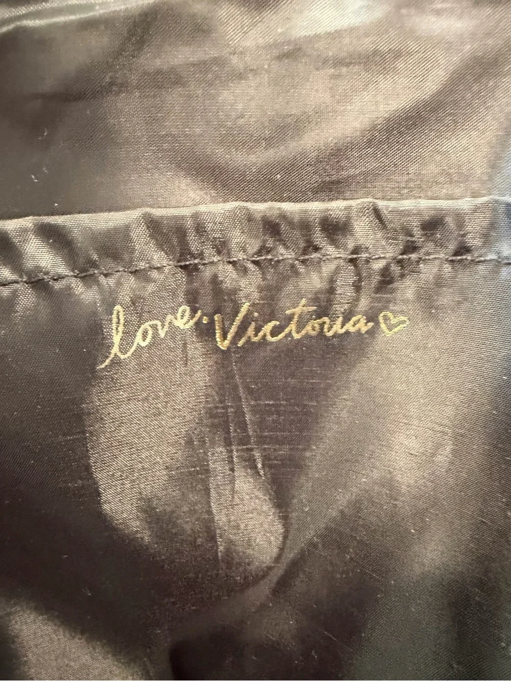 Victoria's Secret Gray and White Striped Canvas Tote with Black Handles NWT